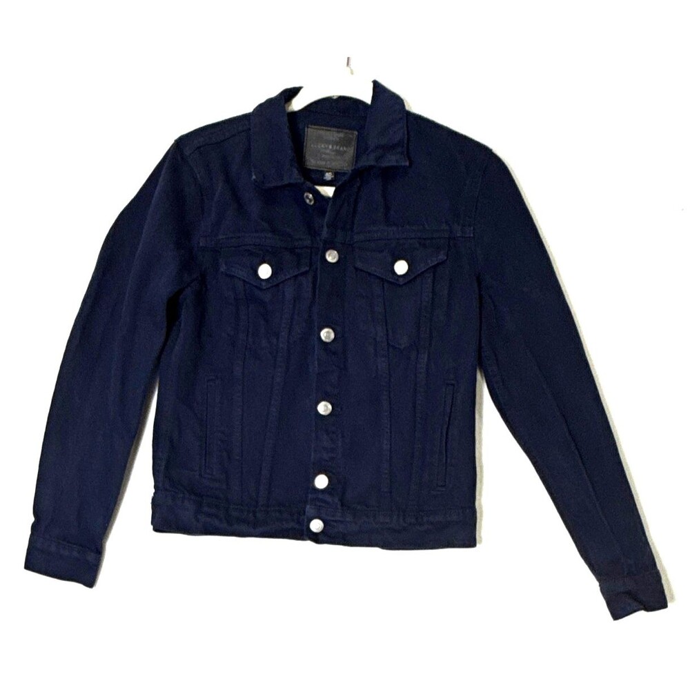 Lucky Brand Tomboy Trucker Women's SM Navy Denim Jean Jacket Slim Fit Indie 90s